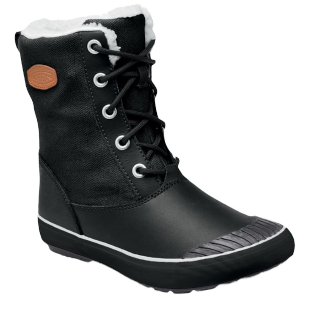 Keen Elsa Black Gray Winter Boot Sherpa Fleece Lined Water Resistant EUC